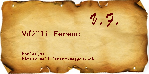 Váli Ferenc névjegykártya