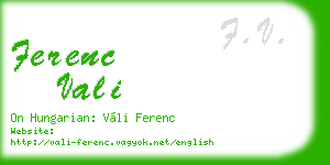 ferenc vali business card